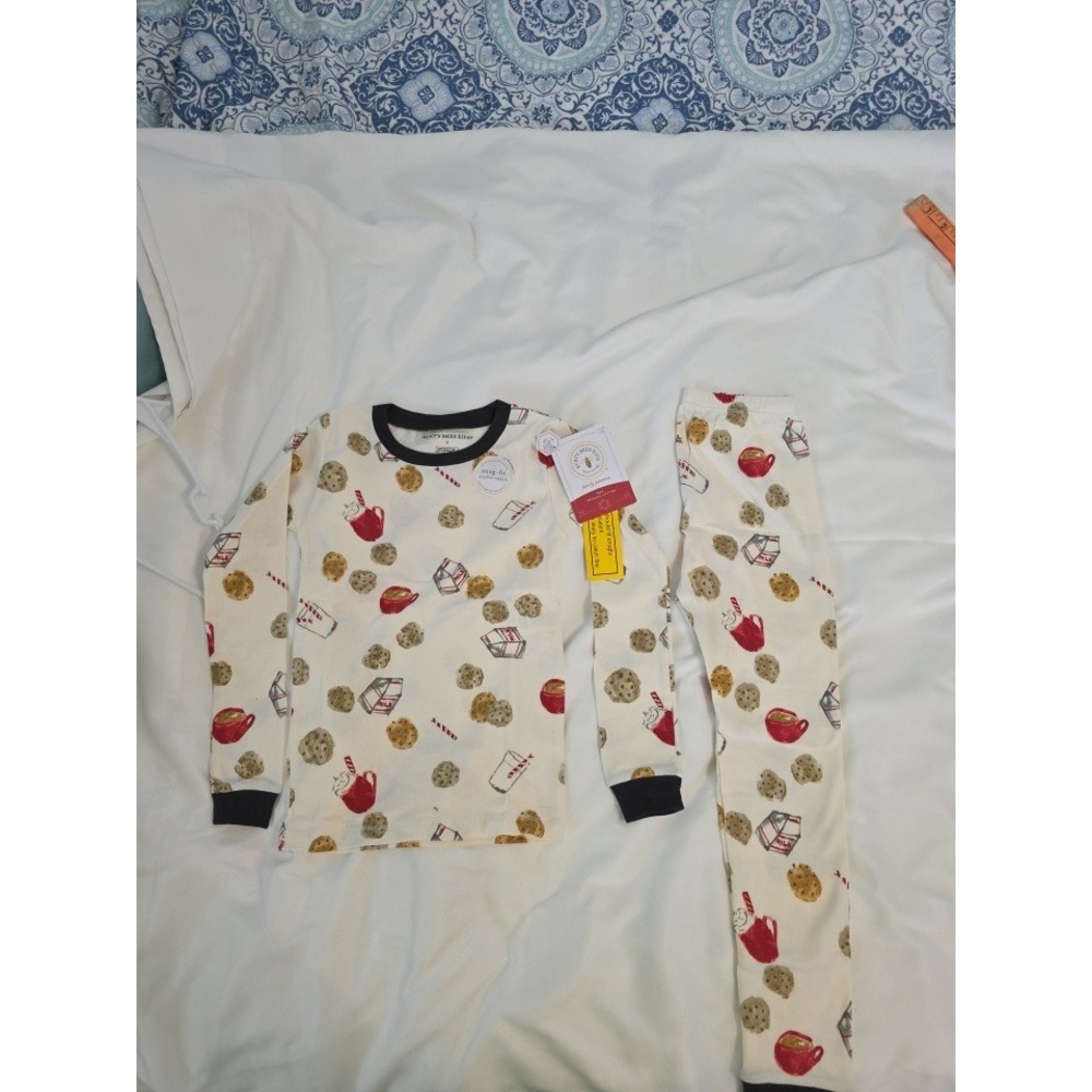 Burts Bees Kids Organic Cotton Pajamas Cookies Milk Cocoa Holiday Set Size 6 NWT